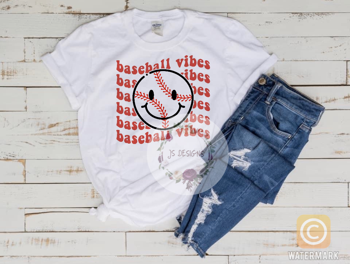 Baseball Vibes- Groovy Font Red