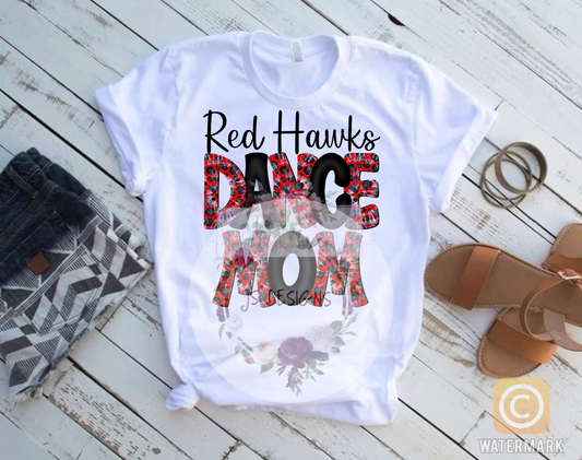 Red Hawk Dance Mom-Red/Black Tie Dye